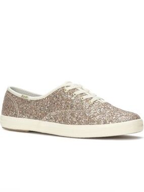 NIB Keds Women's Glitter Lace-Up Sneaker in Gold Glitter 9.5